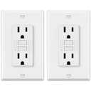 ELECTECK 2 Pack GFCI Outlets 15 Amp, Non-Tamper Resistant, Decor GFI Receptacles with LED Indicator, Ground Fault Circuit Interrupter, Wallplate Included, ETL Listed, White