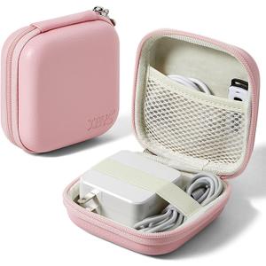 Charger Case for Macbook, Portable Tech Electronic Organizer Bag, Travel Storage Pouch for Laptop Accessories, MacBook Power Adapter, Charging Cords, USB Drives, Power Bank (Pink, M)