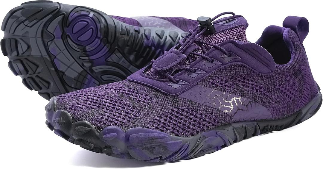Joomra Women's Trail Running Barefoot Shoes | Wide Toe Box Minimalist Sneakers | Zero Drop (10.5-11, W20 | Purple)