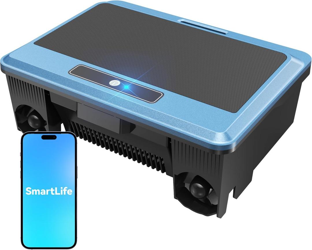 (2026 New) WAVIO Solar Powered Robotic Pool Skimmer Surface Cleaner with APP Support Dual Charging Options Smart Obstacle Avoidance 24/7 Continuous Cleaning Ideal for Above Ground Pools Blue