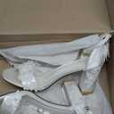 Women's Bridal Shoes Open Toe Mid Block Heel Lace Satin Ankle Strap Comfortable Wedding Dress Pump Sandals Size 40