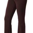 AFITNE Womens Flare Maternity Pants for Work Over The Belly with Pockets 31" Soft Bootcut Pregnancy Casual Dress Pants (Medium, Brown)