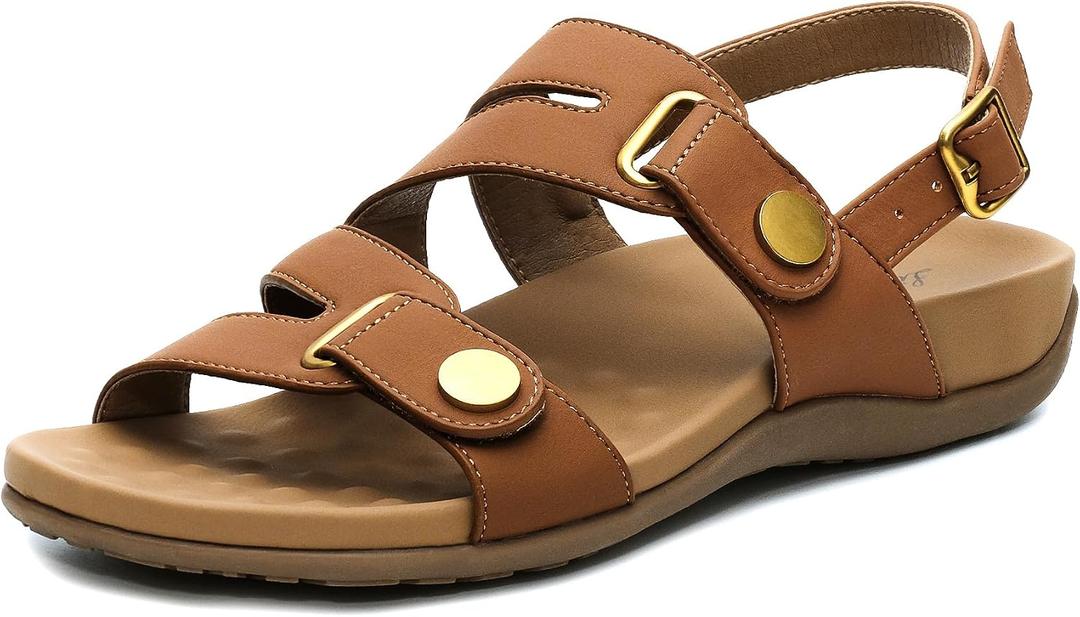 Littleplum Orthopedic Sandals for Women Arch Support Comfortable Flat Adjuatable Sandals for Walking Summer Beach