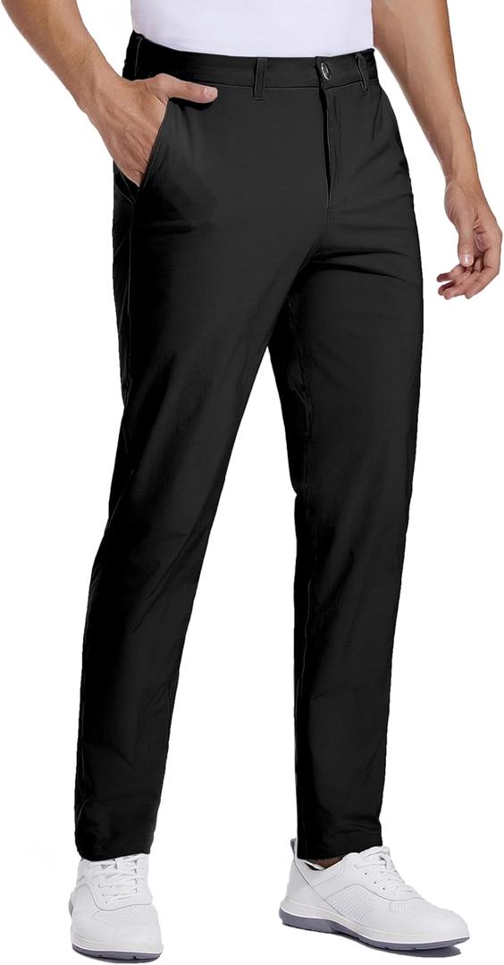 Golf Pants for Men Stretch Dress Pants Quick Dry Lightweight Slacks Trousers for Business Casual Travel (34W x 30L, Black)