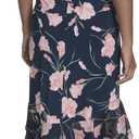 Tommy Hilfiger Women's Flutter Sleeve V-Neck Ruffle Trim Hi-Lo Midi Dress, Floral, Size 10