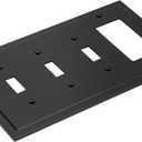 Henne Bery Modern Edge Decorative Wall Plate Switch Plate Outlet Cover, Durable Solid Zinc Alloy (Triple Toggle/Single Decorator, Matte Black)