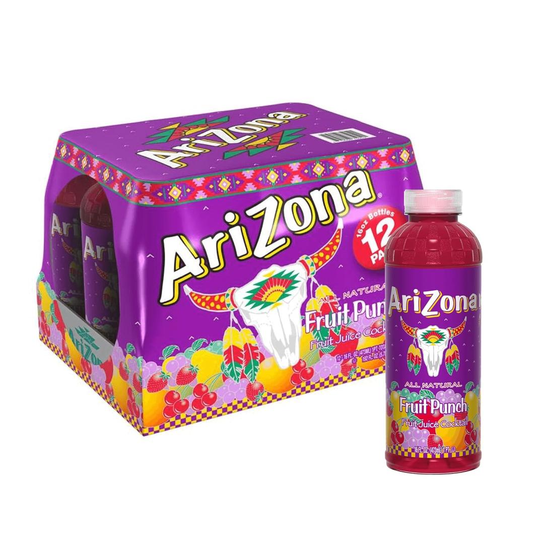 AriZona Fruit Punch - Fruit Juice Cocktail - 16 Fl Oz (Pack of 12) (EXP 12/17/27)