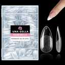 UNA GELLA Almond Nail Tips, 216pcs Pointed Almond Gel Nail Tips Pre-shape Half Matte Full Cover Clear Acrylic Soft Gel Fake Nails for Nail Extension Nail Art 12 Sizes