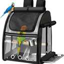 SUERTREE Bird Carrier Bag with Indestructible Stainless Steel Mesh, Bird Travel Cage with Stand, Easy to Clean Backpack for Parrot, Portable Bird Travel Bag, Black