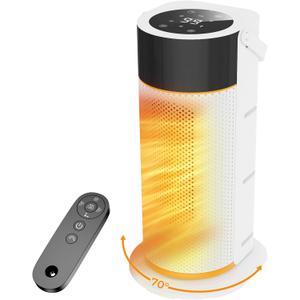 Space Heater - 1500W Portable Space Heaters for Indoor Use, PTC Ceramic Electric Heater with Remote, 4 Modes, 9H Timer, Low Noise, 70Oscillation, Overheat & Tip-Over Protection for Office Home (White)