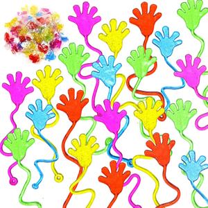 Leyndo 200 Pcs Glitter Sticky Hands Bulk Party Favors Sticky Hand for Kids Goodie Bag Stuffer Mini Stretchy Toys Kids Birthday Supplies Classroom Prize Easter Egg Treats Stuffing,5 Colors
