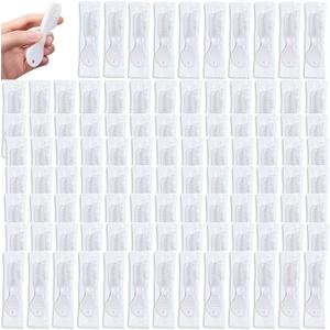 Patelai 100 Pcs Handle Toothbrush Thumbprint Individually Packaged Security Toothbrush Bulk with Short Handle Soft Bristles for Portable Travel Teeth Cleaning, Mini Size