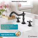 gotonovo Bathroom Faucet 3 Hole 8 Inch Widespread Bathroom Sink Faucet 2 Cross Handles Vintage Lavatory Vanity Mixer Tap with Pop Up Drain, HOT Cold Label, Oil-Rubbed Bronze