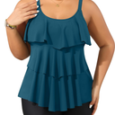 Yonique Women's Plus Size Tankini Swimsuits with Shorts Two Piece Bathing Suits Ruffle Swimsuits Tummy Control Swimwear 12W