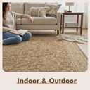 MontVoo-Outdoor Rug-Patio Rug 5x7 ft Polypropylene Indoor Outdoor Rugs Carpet for Patio Deck Balcony Porch, Textured Weave, Durable for High Traffic, Fade-Resistant, Vintage Medallion Neutral Brown