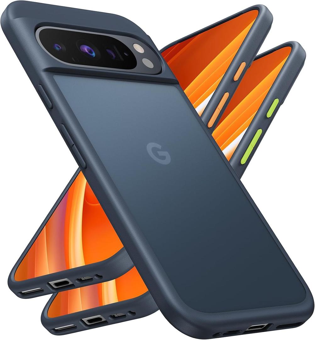 TORRAS Shockproof Designed for Google Pixel 9 Pro Case/Pixel 9 Case [16Ft Military Grade Drop Tested] Translucent Slim Protective Anti-Scratch Anti-Fingerprint Phone Case for Pixel 9/9 Pro 2024, Black