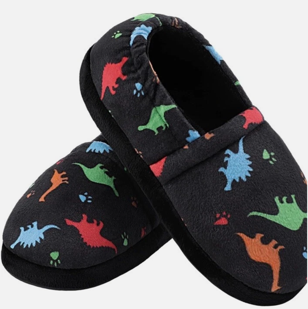 Kids Big Boys Warm Slippers with Soft Memory Foam Indoor Anti-Slip Cute Dinosaur Slippers Size 11/12