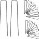 12 Inch Galvanized Garden Landscape Staples Stakes, 25 50 100 PCS Anti-Rust Garden Staples Tent Ground Stakes U-Shaped Landscape Pins for Secure Lawn Fabric, Decoration (100, 12 Inch)