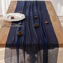 Keketoarrange Navy Blue Cheesecloth Table Runner Rustic Gauze 120 Inch 10 FT for Wedding Baby Shower Bridal Shower Birthday Engagement Garden Outdoor Party Long Sheer Boho Summer Home Decorations