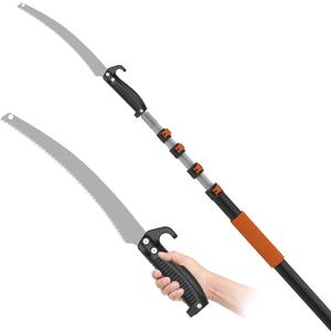 SISUPASSIE 26FT Reach Pole Saw for Tree Trimming, Telescoping Tree Pruner Extendable with 5-20FT Extension Pole, Manual Saw for Garden, Patios, Yard