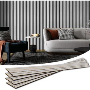 Art3d 4-Piece Wood Slat Acoustic Panels for Stylish Decor and Noise Reduction, 3D Textured Panel for Ceiling and Wall, Brushed Silver (4Pcs - 94.5 * 7.9 inch)