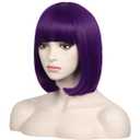 WildCos Short 12 Inches Straight Synthetic Cosplay Wig for Women (Dark Purple)
