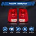 WFLNHB 1 Pair Tail Light Replacement for 2009-2018 Ram 1500 2500 3500 Taillamp Rear Break Light Lamp Assembly 55277415AF 55277414AF Passenger and Driver Side