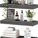 QEEIG Floating Shelves for Wall Bathroom Shelf Bedroom Kitchen Living Room Hanging Book Shelves Small Farmhouse Decor 16 inch Set of 3, Grey (015-GY3)