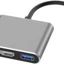 VSVAKHXC USB C to HDMI-Compatible VGA Type/C Digital AV Multiport Adapter 3 Converter to 4K 1080P(2Gray 3 in 1)