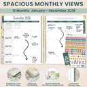 bloom daily planners 2026 Hardcover Calendar Year Goal & Vision Planner (January to December) - Monthly & Weekly Agenda Organizer - 7.5" x 9" - Garden Party, Beige