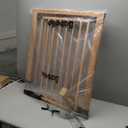 Babelio 29-48" Metal Baby Gate with Brown Wood Pattern, Auto Close Dog Gate PressGuard P7 for The House, Stairs and Doorways, Pressure Mounted Pet Gate with Door, Safety Gate for Child and Pets