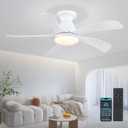 Ceiling Fans with Lights and Remote, 42 Inch White Ceiling Fan for Bedroom with 5 Reversible Blades, Modern Ceiling Fan Noiseless Reversible DC Motor, 6 Speeds, Timing (42inch)