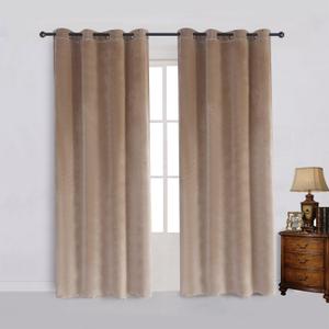 Cherry Home Super Soft Luxury Velvet Curtains Set of 2 Sand Color Room Darkening Blackout Drapes Drapery Cream 52 Inch Wide by 84 Inch Length with Grommet Sand(2 Panels) with Tiebacks (52"W x 84"L (Pack of 1))