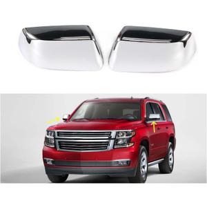 Chrome Mirror Top Half Cover Caps Compatible with 2015-2019 Chevy Tahoe Suburban GMC Yukon/Yukon XL (2 pcs Mirror Cover Replacement)