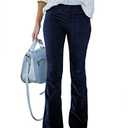 Sidefeel Women's Corduroy Flare Pants Elastic Waist Bell Bottom Trousers XX-Large Blue