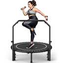 BCAN BT2 450/550LBS Mini Rebounder Trampoline for Adults with Bar, Fitness Trampoline with Bungees, Adjustable Handle, Stable & Quiet, Indoor Outdoor, Whole-Body Workout & Relaxation at Home-40IN-SLV