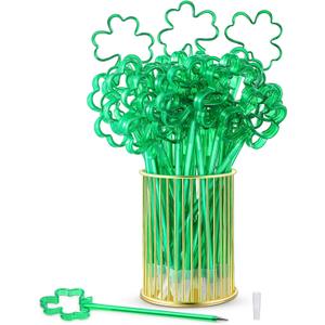 Gersoniel St. Patrick's Day Pens Shamrock Ballpoint Pens Plastic Shamrock Shaped Pens Black Ink Party Favor Ballpoint Pen for School Kids Office Supplies Birthday Graduation Presents (36 Pieces)