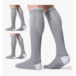 CelerSport 3 Pairs Compression Socks for Men and Women 20-30 mmHg Running Support Socks,XL