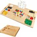 Building Tray Board for Lego, 41" x 21" Large-Area Building Baseplate Table, Natural Solid Wood, Foldable Building Table for Adults & 3+ Children, Multi-Activity Baseplate Board