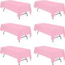 BRILLMAX 6 Pack Pink Tablecloths 60x126 Inch for 8ft Rectangle Tables
150 GSM Polyester Fabric, 15" Standard Drop, Water, Stain & Wrinkle Resistant Cloth Cover for Wedding Reception Banquet Party