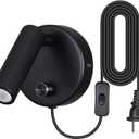 Surface Wall Mounted Reading Light Sconces Lamp Physical Knob Dimmer Switch LED 5W Warm White 3000K (Black Plug Cord)