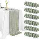 6 Pcs Sage Green Cheesecloth Table Runner, 10ft Cheese Cloth Table Runners for Christmas Birthday Wedding Party Baby Shower Valentine's Day Table Decoration
