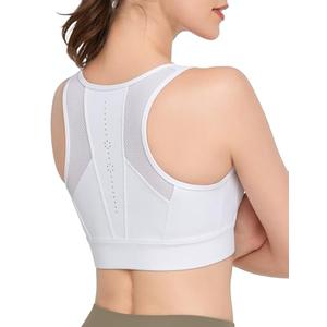 Yvette Zip Front Sports Bras for Women High Impact Supportive Large Bust Bras for Running, White, 4XL+