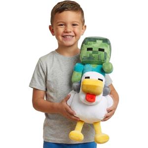 Jay Franco Minecraft Plush Pillow Buddy - Large 20 Inch Soft Plushie Stuffed Pillow, Gray - Chicken Jockey