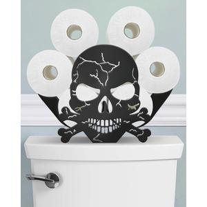 Skull Toilet Paper Holder Stand for Extra 8 Rolls, Gothic Decorative Free Standing Toilet Paper Storage Organizer, Farmhouse Bathroom Animal Decor Accessories Storage Cabinet
