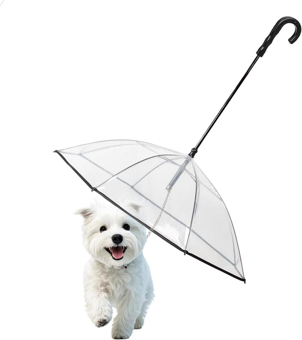 PETLESO Dog Umbrella for Small Breeds - Adjustable Self-Assembly Waterproof Clear Pet Umbrella with Rain Protection for Walking