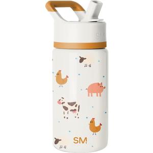 Simple Modern Kids Summit Water Bottle with Straw Lid | 14oz Stainless Steel Cup Insulated Tumbler for Toddlers, School | Farm Animals