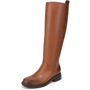 Naturalizer Womens Ontime Knee High Boot English Tea Brown Leather 8 M, Shaft circumference 15.91 Inches, 
Leather or suede upper with closed round toe and 1 3/8 inch block heel. Soft, supple leather drapes into a relaxed slouch.