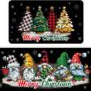 Bencailor Sets of 2 Christmas Gnomes Kitchen Rugs and Mats Merry Christmas Kitchen Rugs Non Slip Washable Gnomes Xmas Door Mats for Winter Home Floor Bathroom Cabin Decor, 29 x 17 and 47 x 17 inch (Black)