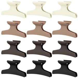 Batiyeer 12 Pcs Butterfly Hair Clips for Styling Sectioning Hair Clips for Women Butterfly Clamps Non Slip Claw Salon Section for Cutting Styling Coloring Thick Thin(Neutral Color)